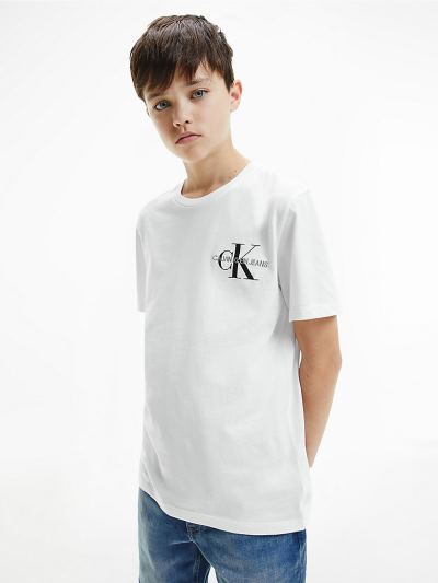 Calvin Klein Ruhák HU787641 | Calvin Klein Organic Cotton Logo Fiu Póló Világos Fehér